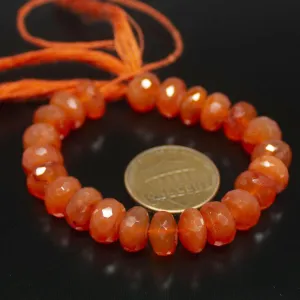 Natural Orange Carnelian Faceted Rondelle Gemstone Beads Strand 10" 8mm 8mm