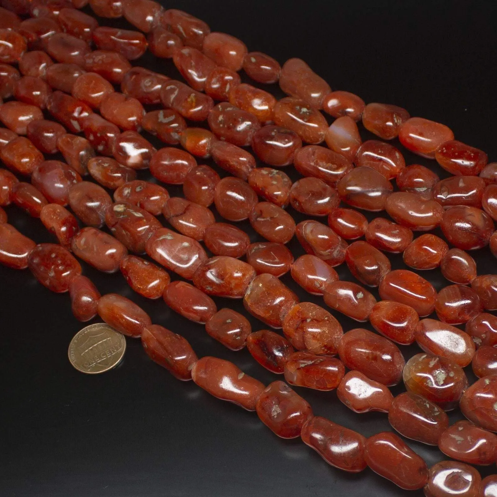 Natural Orange Carnelian Smooth Tumble Gemstone Beads Strand 15" 13mm 25mm