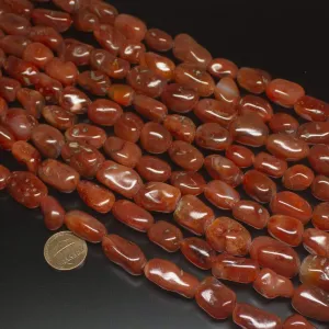 Natural Orange Carnelian Smooth Tumble Gemstone Beads Strand 15" 13mm 25mm