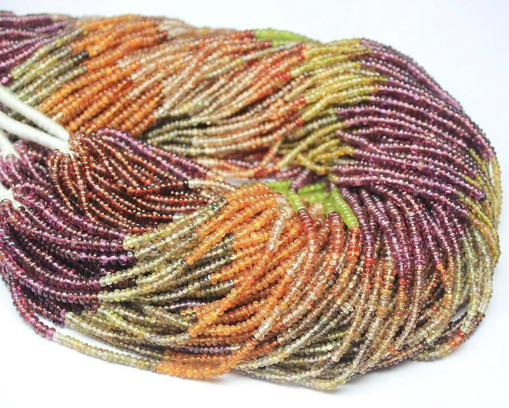 Natural Tundra Shaded Sapphire Rondelle Gemstone Smooth Beads Strand 3mm 14"
