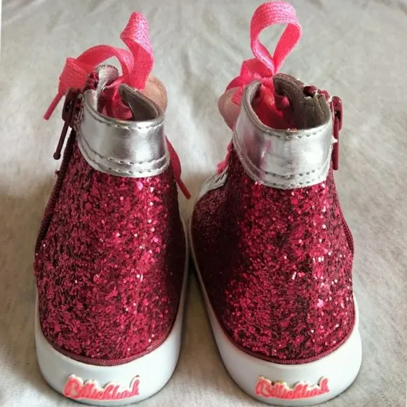 NWOT Billieblush Glitter Pom Pom Hi-Top Trainers - Size 28