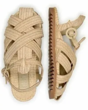 NWOT Farm Rio Women's Raffia Zigzag Fisherman Sandals – Tan Flats, Size 9