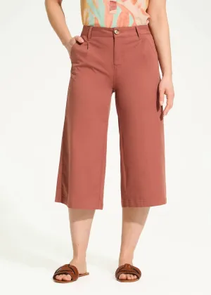 Olivia Pleated Wide Capri In Bronzer