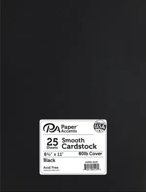 Paper Accents 8.5x11 Black Smooth 80lb. Cardstock