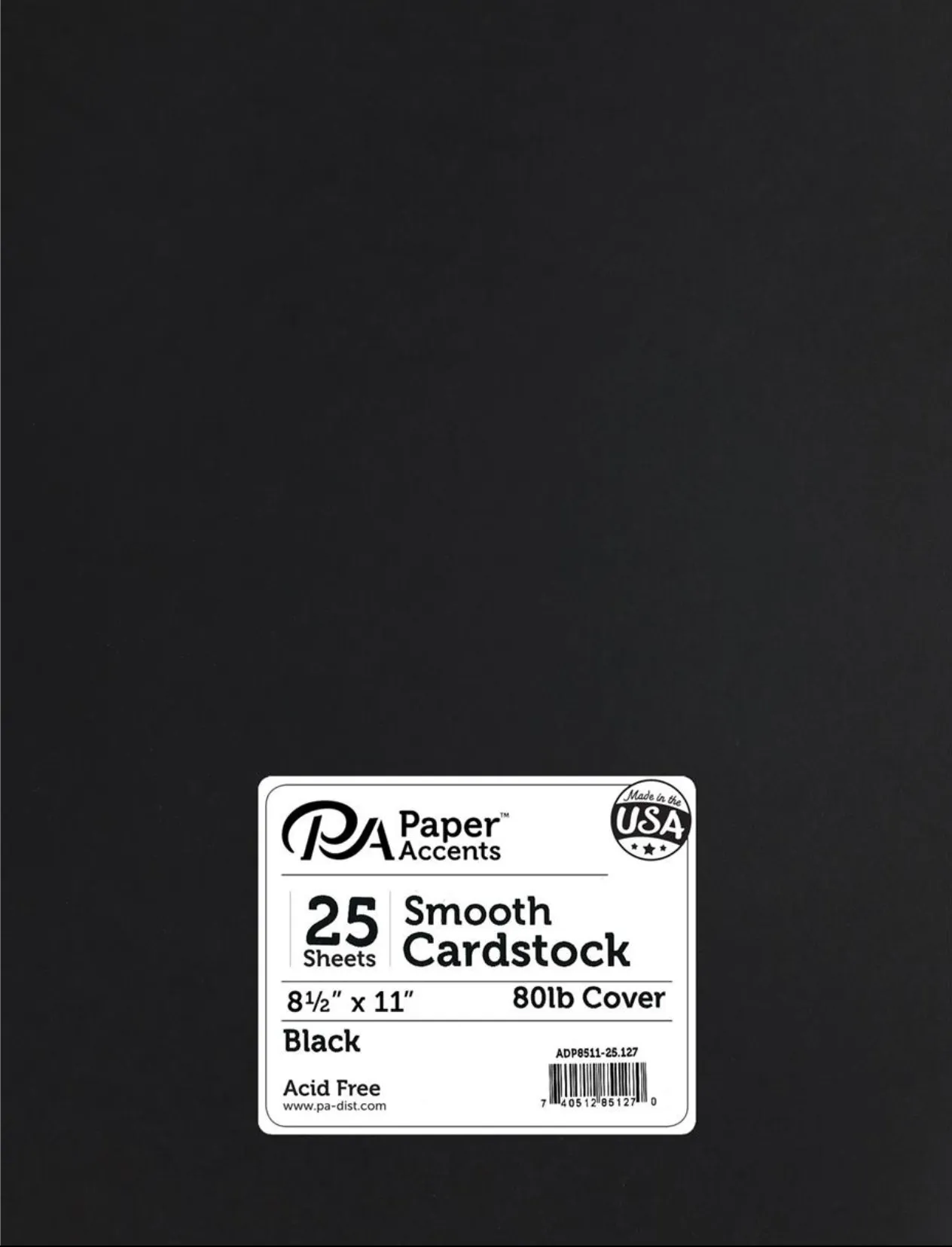 Paper Accents 8.5x11 Black Smooth 80lb. Cardstock