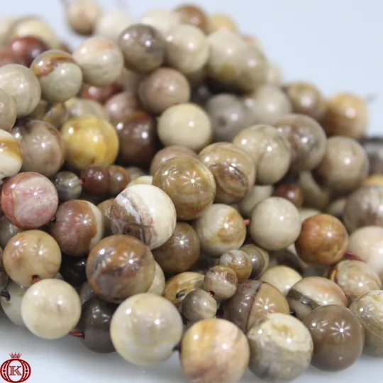 Petrified Wood Beads Smooth Round