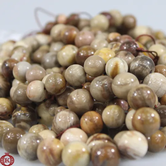 Petrified Wood Beads Smooth Round