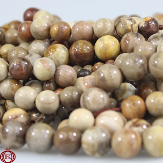 Petrified Wood Beads Smooth Round