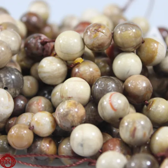 Petrified Wood Beads Smooth Round