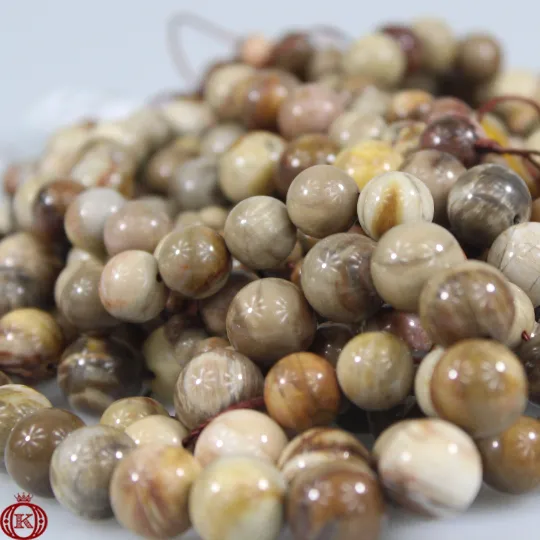 Petrified Wood Beads Smooth Round