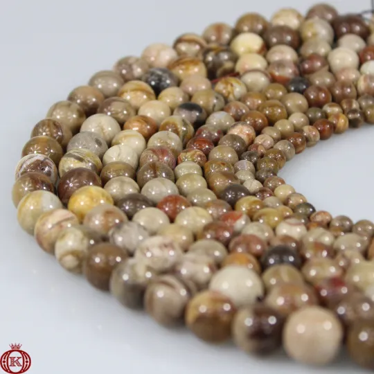 Petrified Wood Beads Smooth Round