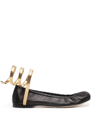 Rene Caovilla Flat Black Shoes