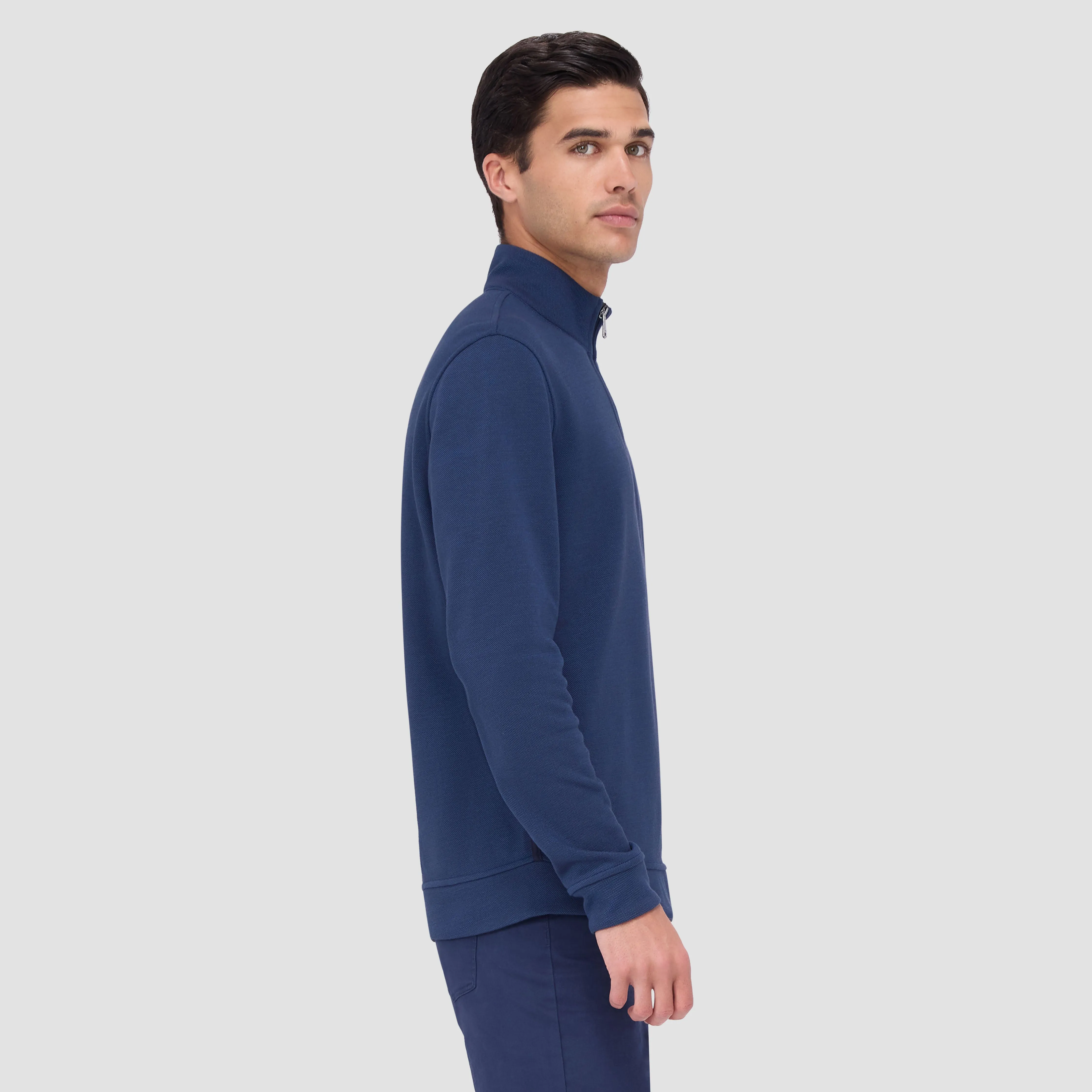 Reversible Pique/Fishermen Knit Quarter-Zip Pullover