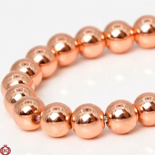 Rose Gold Hematite Beads Smooth Round