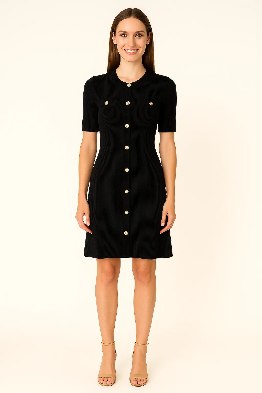 SHORT SLEEVE RIBBED MINI DRESS