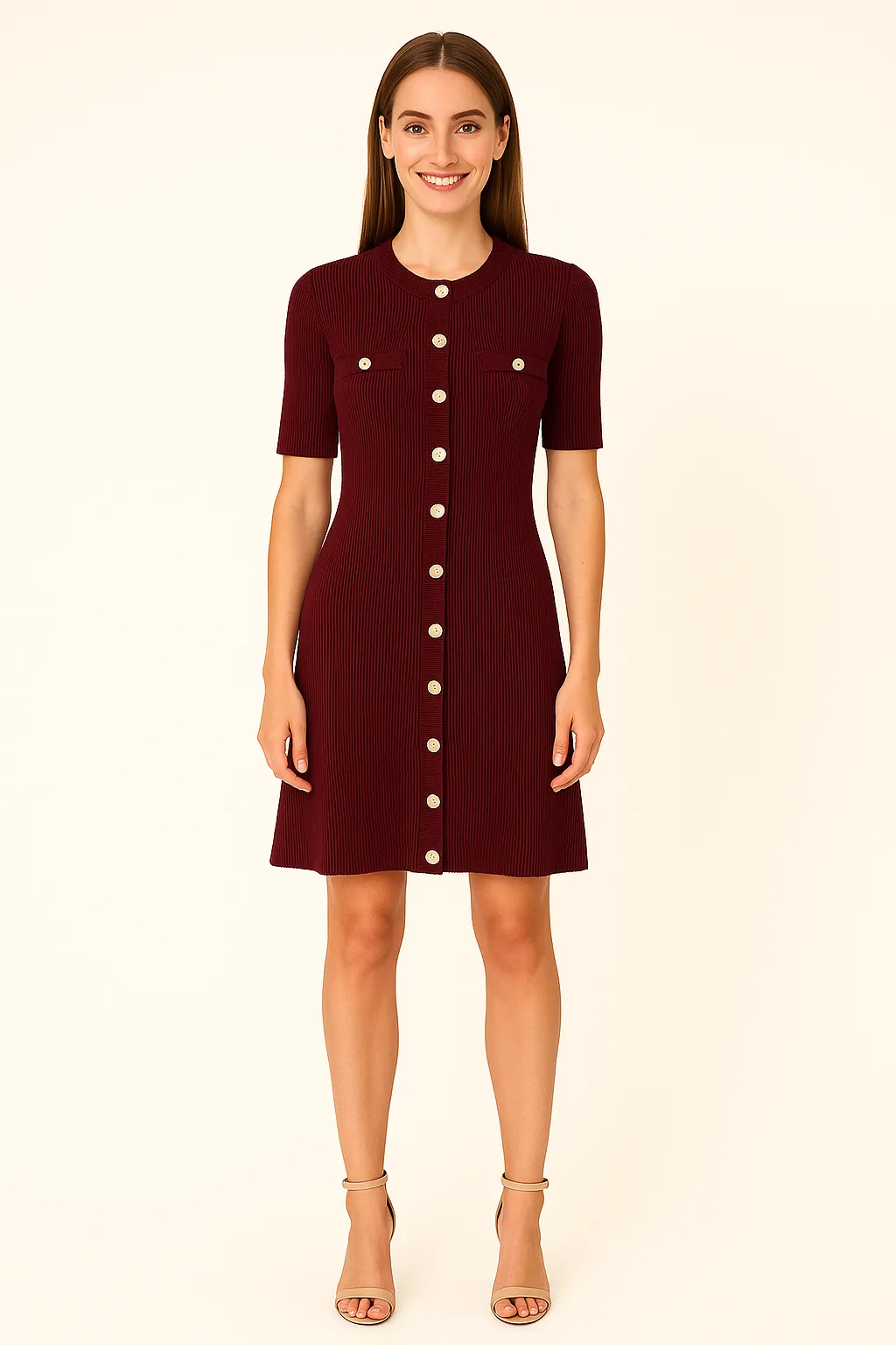 SHORT SLEEVE RIBBED MINI DRESS