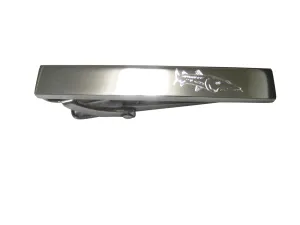 Silver Toned Etched Sleek Barracuda Fish Skinny Tie Clip