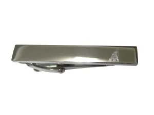 Silver Toned Etched Sleek Detailed Oil Drill Skinny Tie Clip