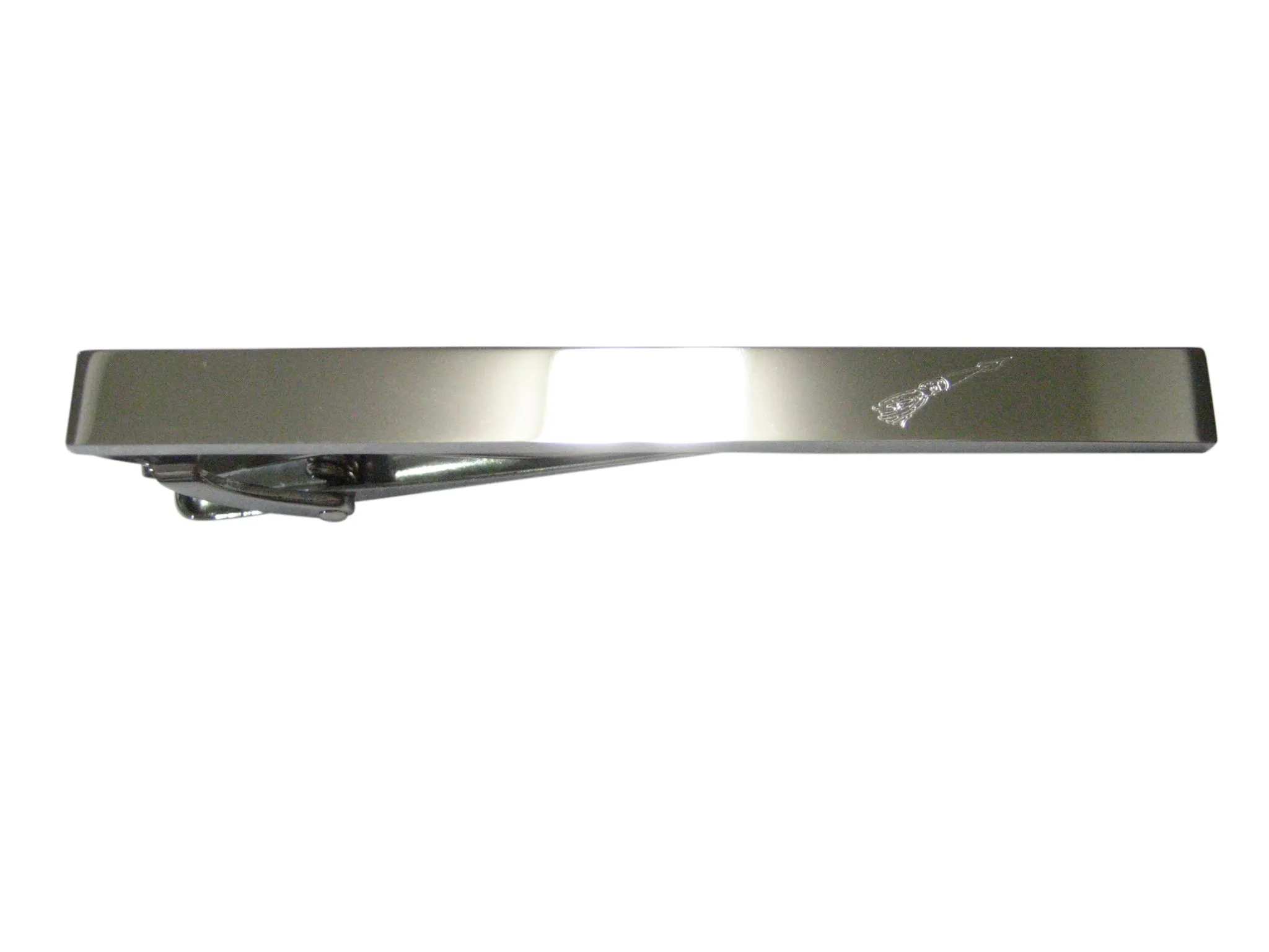 Silver Toned Etched Sleek Squid Tie Clip