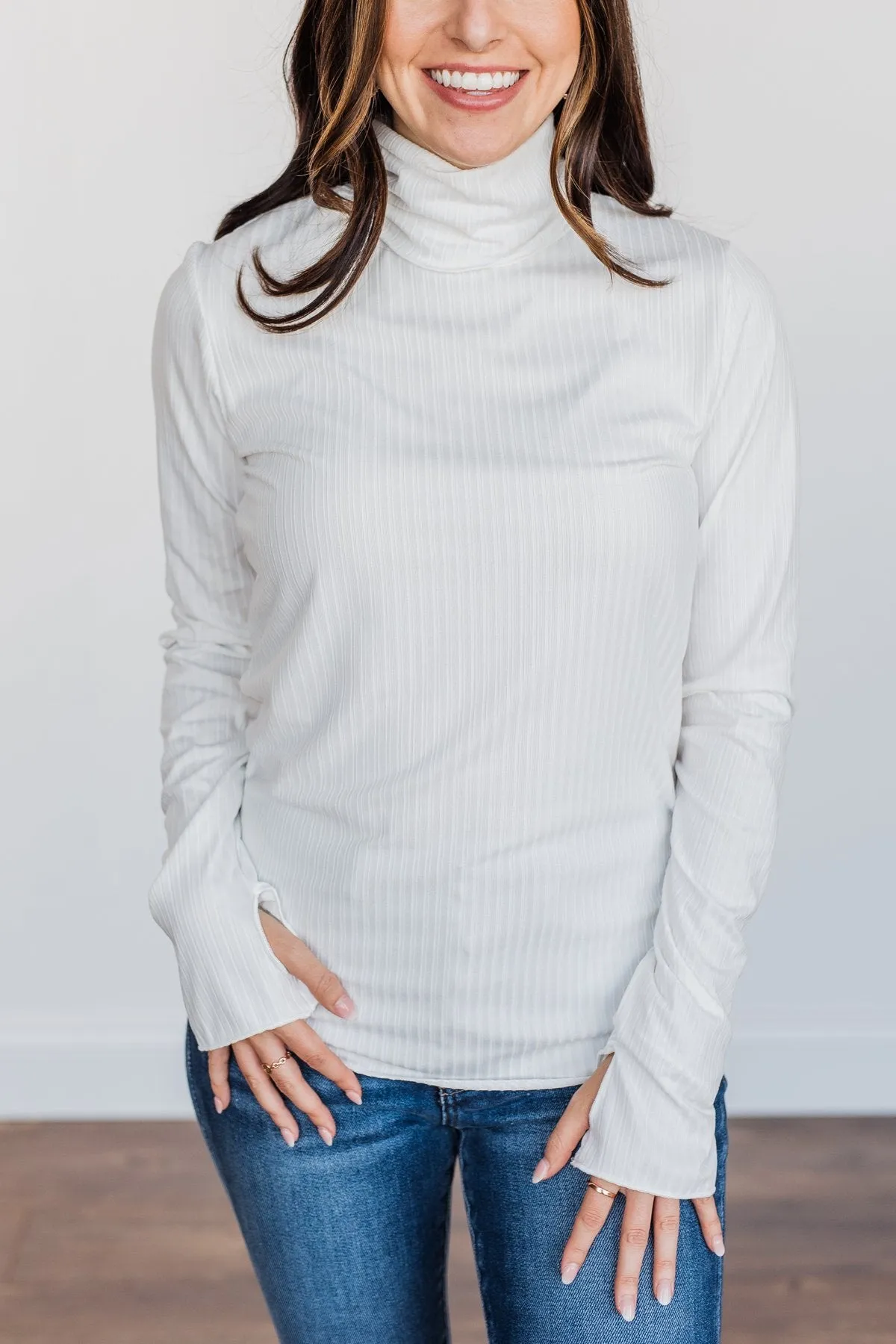 Smooth Sailing Turtle Neck Top- Ivory