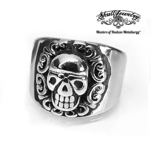 Smooth Tribal King Skull Ring (4307)