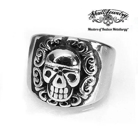 Smooth Tribal King Skull Ring (4307)