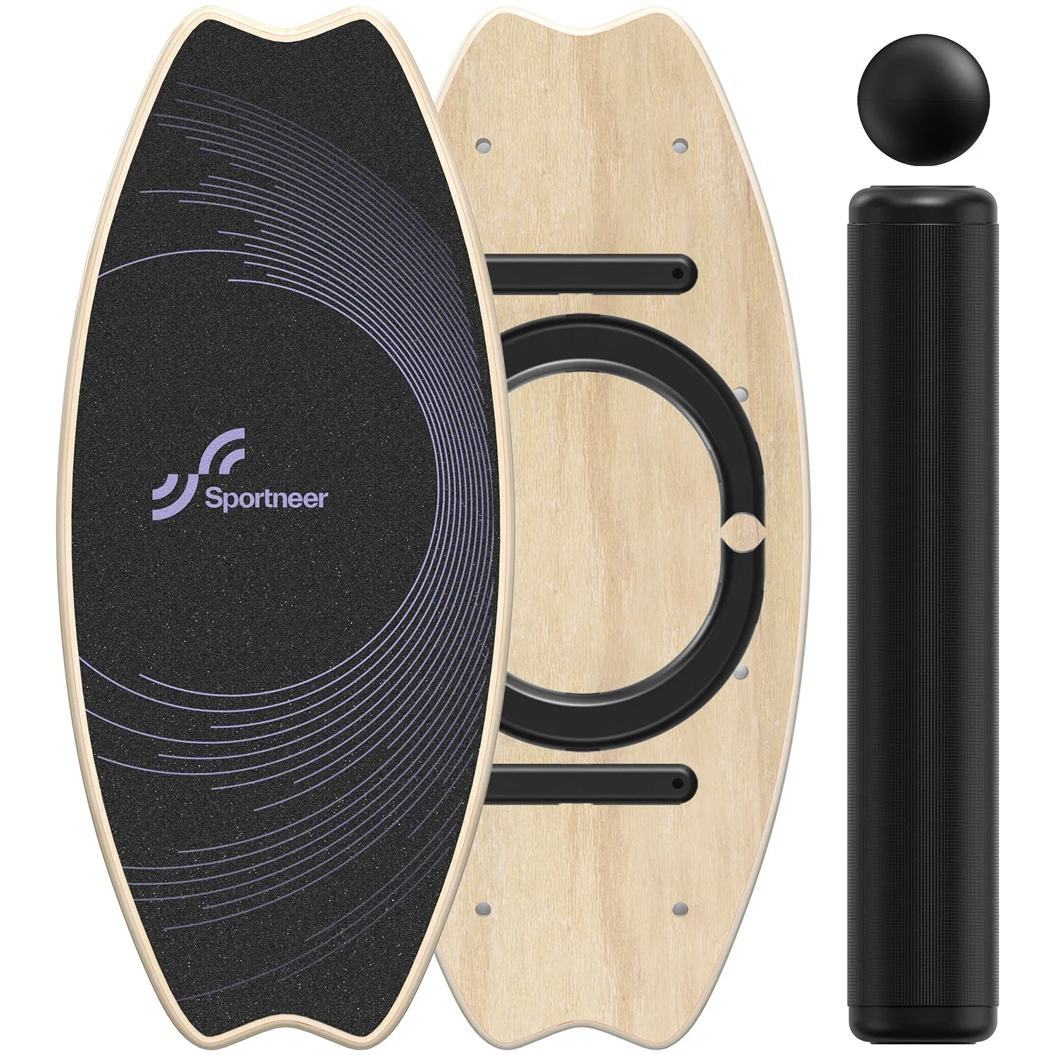 Sportneer Balance Board - 7 Modes Wobble Board with Adjustable Stoppers - Exercise Balancing Stability Trainer for Improve Balance, Surf Trainer & Physical Therapy - Roller and 2.8'' Ball Included