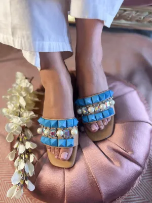 Studded Luxe Slider – Blue Edition