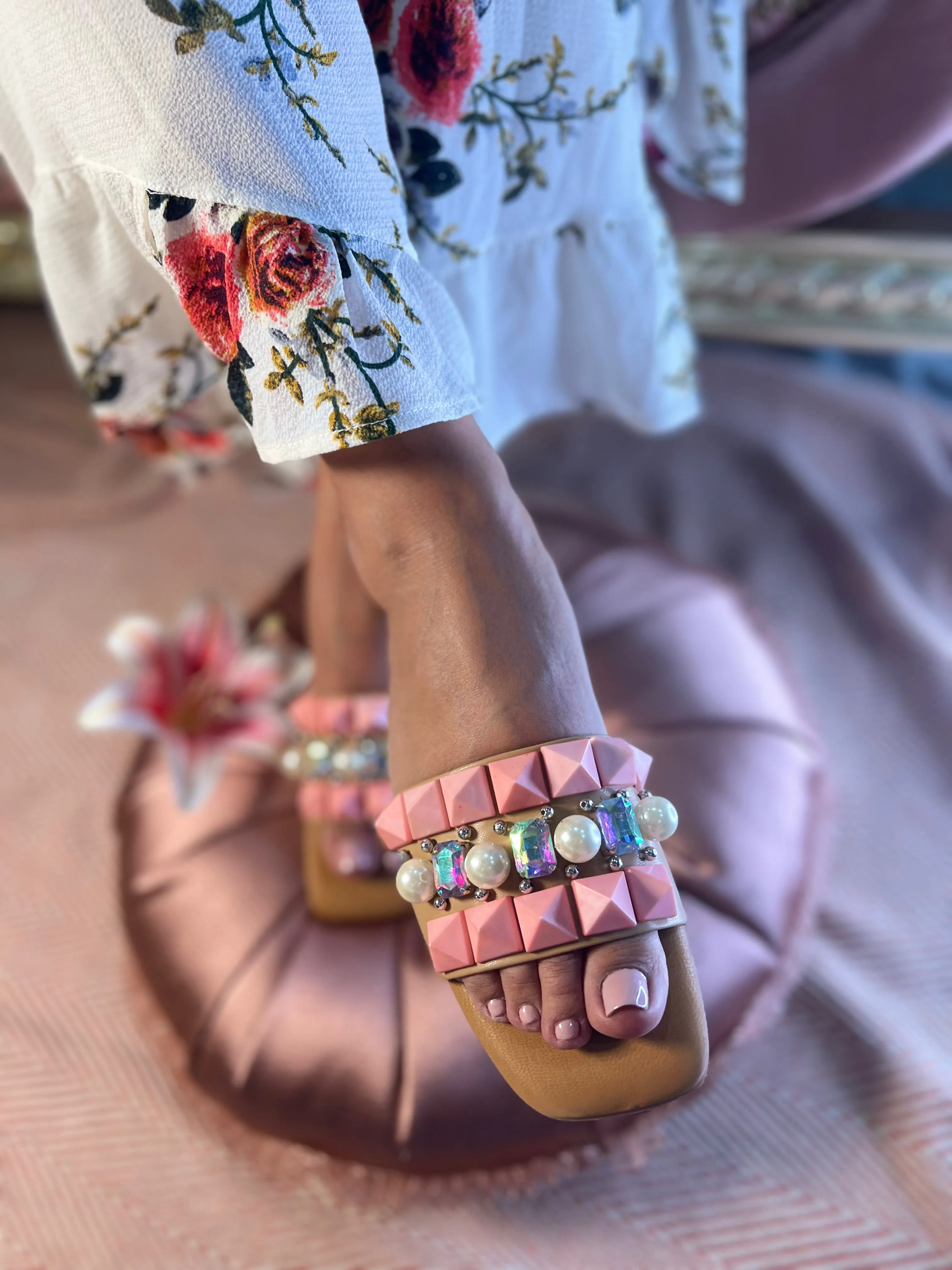 Studded Luxe Slider – Pink Edition