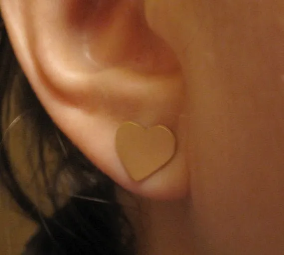 Tasteful and Fun - Hand-Made, Smooth Shaped Heart Studs - 0042