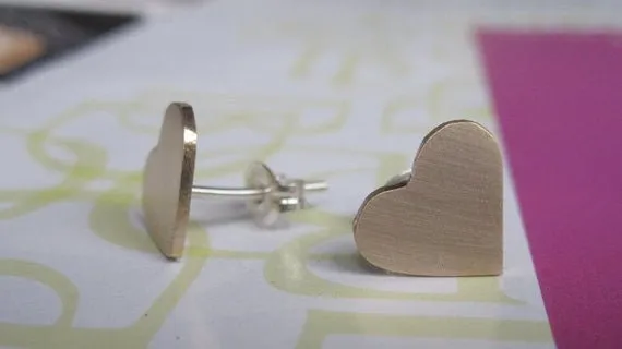 Tasteful and Fun - Hand-Made, Smooth Shaped Heart Studs - 0042