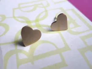 Tasteful and Fun - Hand-Made, Smooth Shaped Heart Studs - 0042