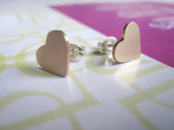 Tasteful and Fun - Hand-Made, Smooth Shaped Heart Studs - 0042