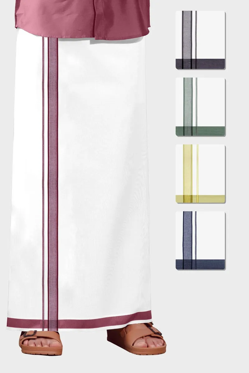 Unique Navya - Dark Green Smooth Cotton Double Layered Dhoti With Fancy Borders | Uathayam