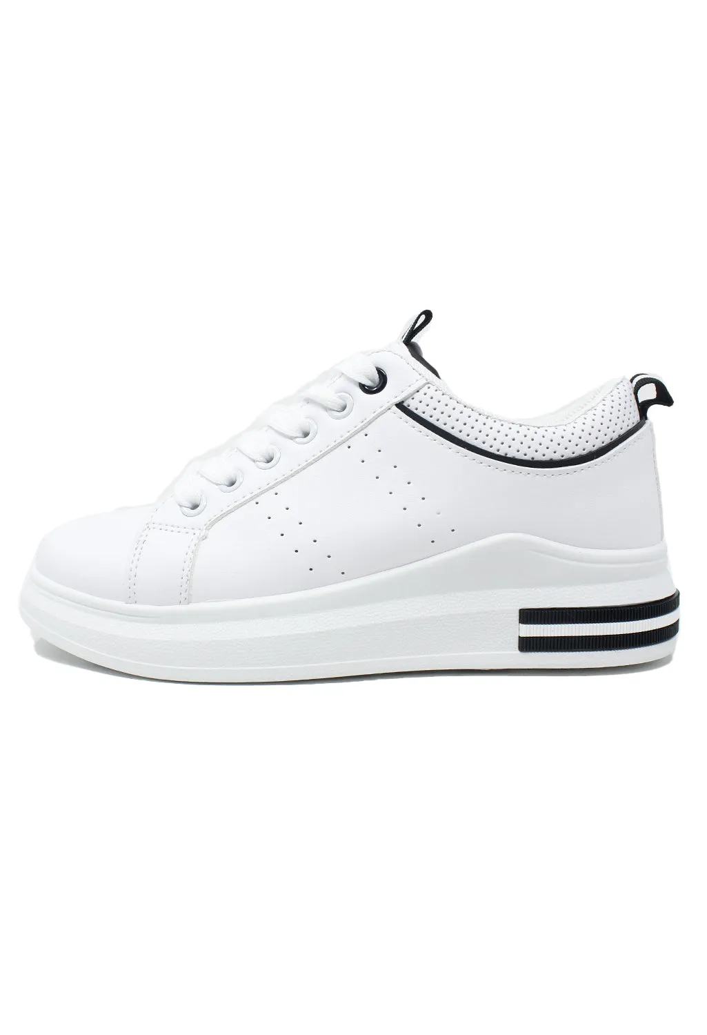 White Trainer with Black Piping