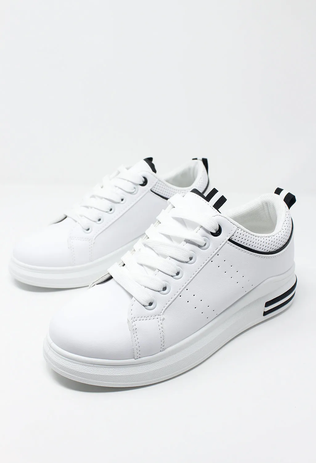White Trainer with Black Piping