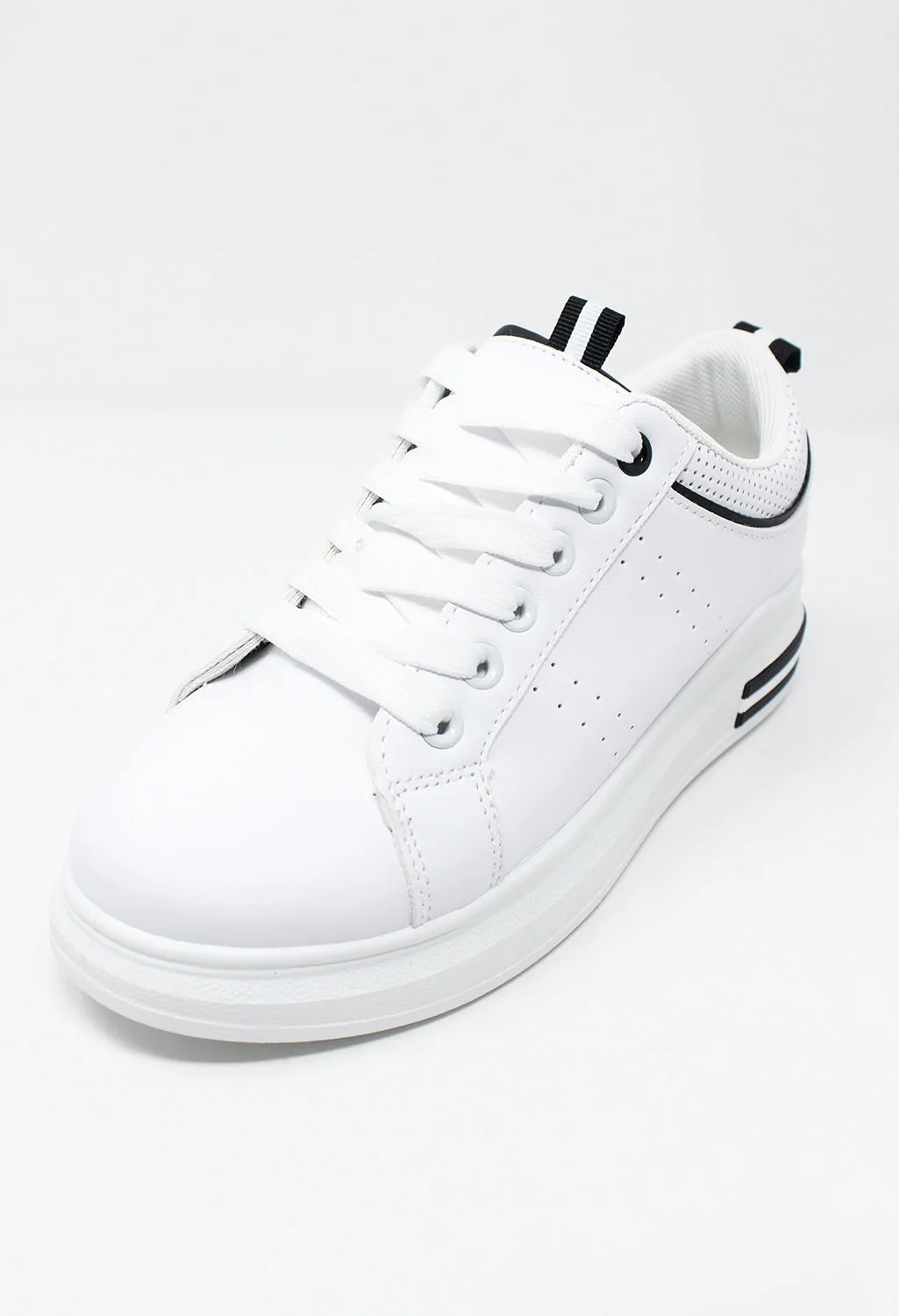 White Trainer with Black Piping