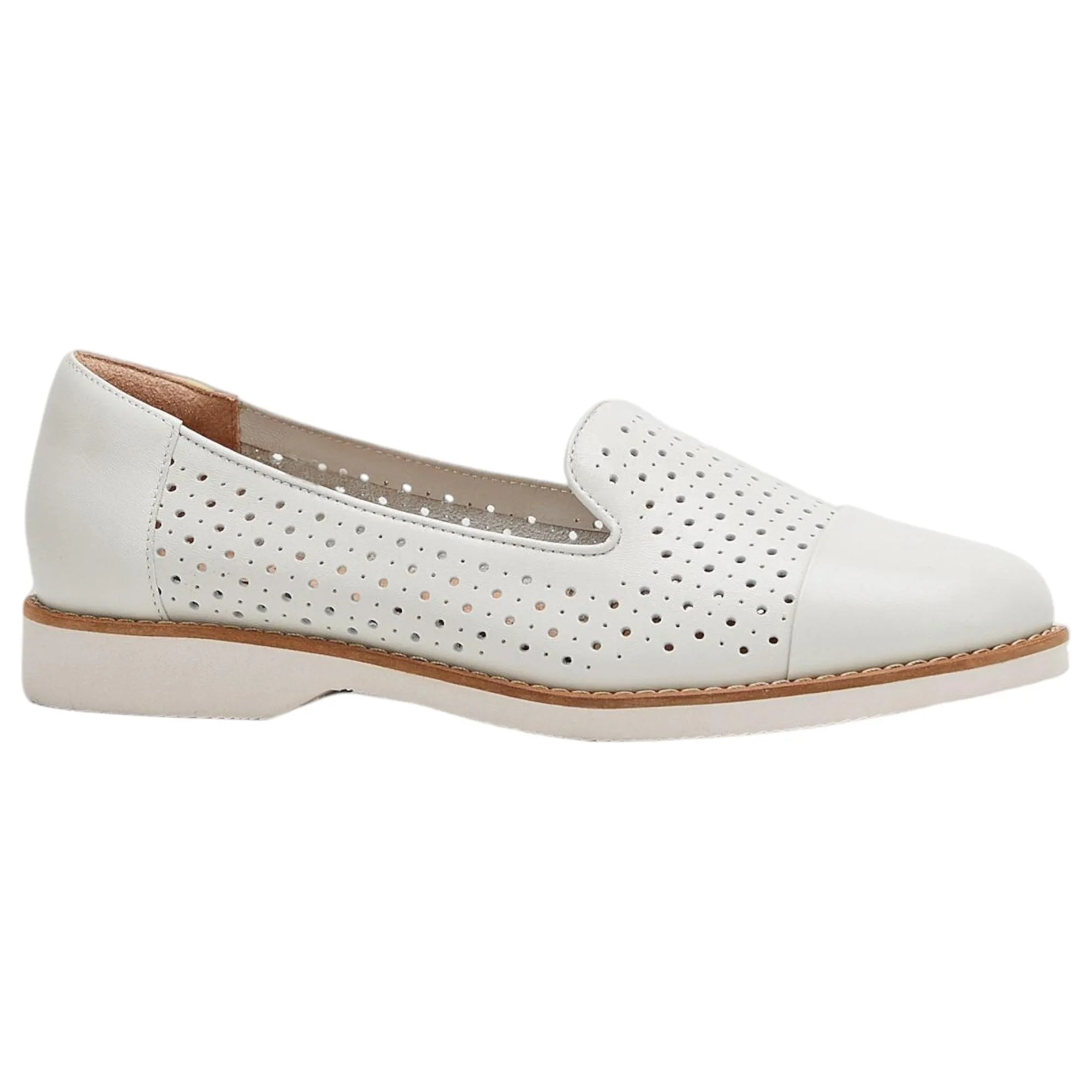Womens Hush Puppies Demi Ecru Flats Casual Leather Shoes