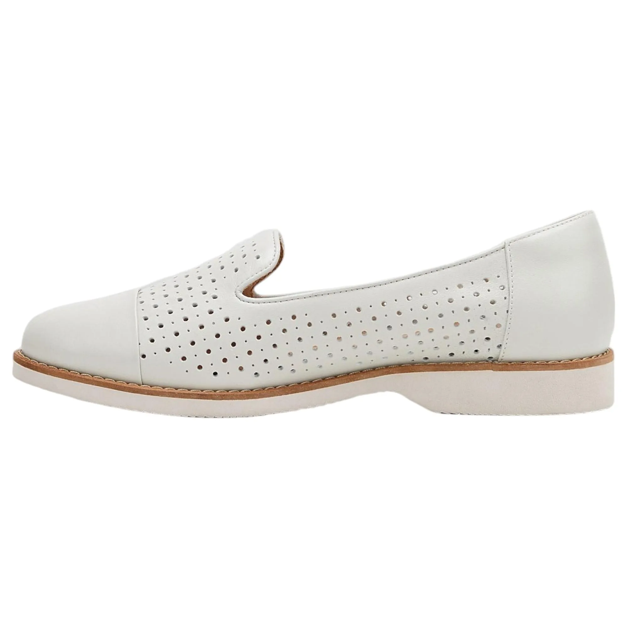 Womens Hush Puppies Demi Ecru Flats Casual Leather Shoes