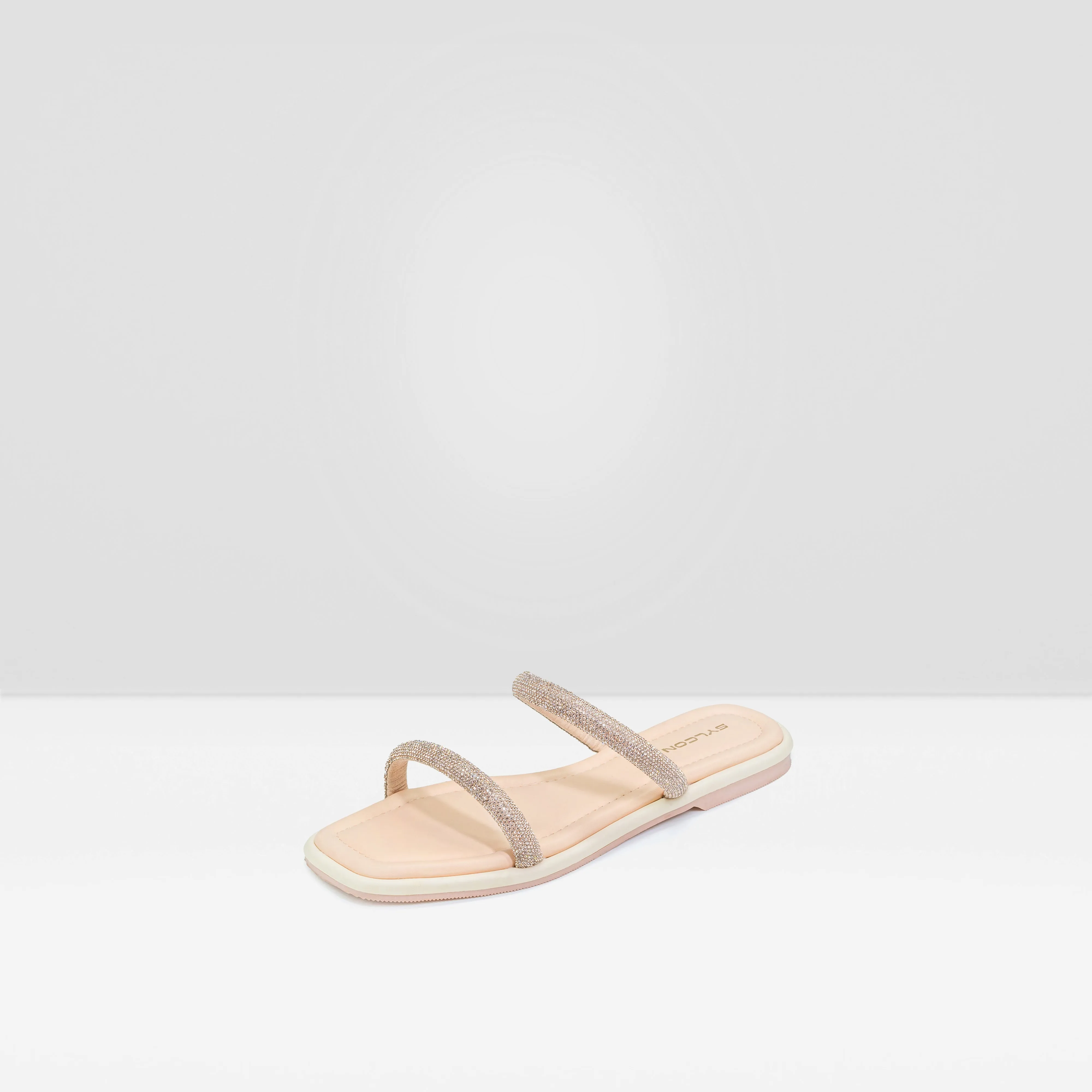 WOMENS PEACH FLAT DIAMANTE STRAPPY CASUAL CHAPPALS