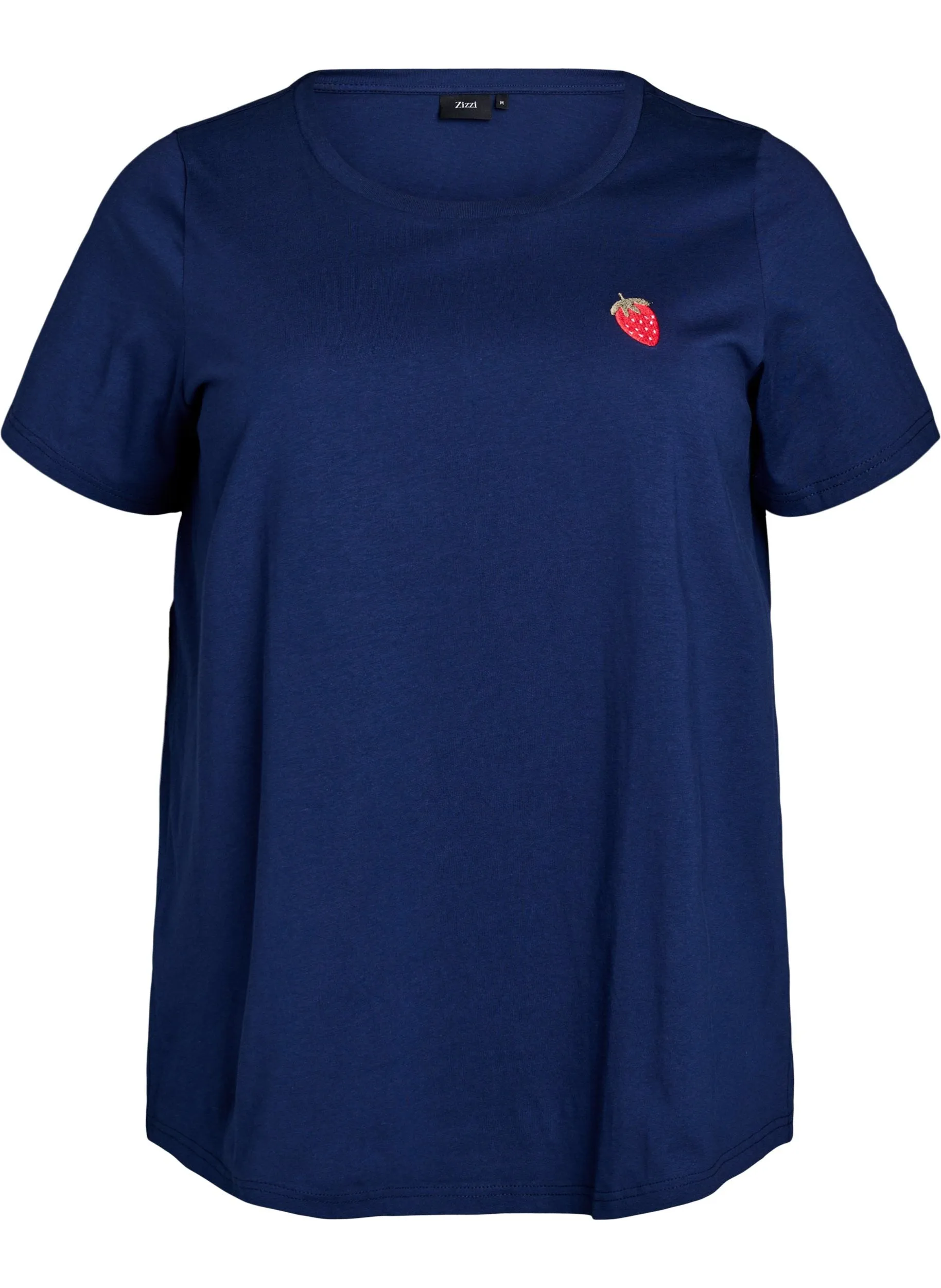 Zizzi Elin Strawberry T-Shirt in Navy